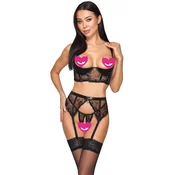 Cottelli Elegant Setlook Crotchless Suspender Set 2221667 Black 75B/S