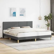 Konstrukcija postelje z vzglavjem Temno siva 180 x 200 cm Blago