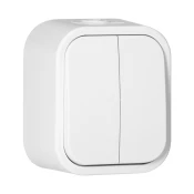 Nadgradno dvogumbno stikalo B2, 10A, 250V, IP54, WNT-2B2, belo