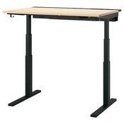 MITTZON Podesivi radni sto, elektricno brezov furnir/crna, 120x80 cm