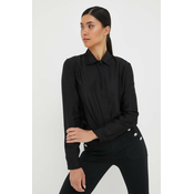 Košulja Armani Exchange za žene, boja: crna, regular, s klasicnim ovratnikom