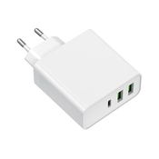 Adapter 2xUSB-A + 1xUSB-C Power Delivery 65W/230V bela