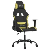 Vidaxl Gaming stol črno in svetlo zeleno blago