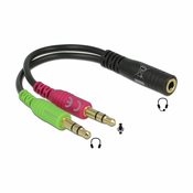 Delock 3,5 mm ženski 4-pin jack - 2x3,5 mm stereo moški jack OMTP kabel