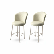 HANAH HOME Set 2 barske stolice Fora Cream Chrome