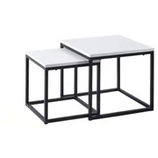 It Kvadratna klubska mizica, komplet dveh mizic, bela, črn okvir, 50 in 40 cm, Furnitex