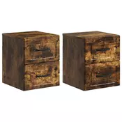vidaXL Stenski nočni omarici 2 pcs Dimljen hrast 34,5 x 33 x 40 cm