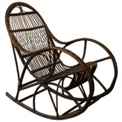 Casa Padrino luxury rocking armchair dark brown 53 x 120 x H. 115 cm - Handmade rattan rocking chair with armrests - Living room furniture - Garden furniture - Rattan furniture - Luxury furniture