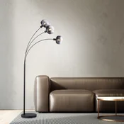 JUST LIGHT. GmbH Stojna svetilka Zea, 3-žarnica, dimno siva/črna, steklo, E14 - Dnevna soba/jedilnica - Sodobni - dimno siva, črna