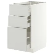 METOD / MAXIMERA Podni element s 3 fioke, bela/Aspudden svetlosiva, 40x60 cm