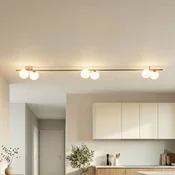 TK Lighting Stropna svetilka Imelo, rjava, 6-žarčkov, steklo, dolžina 200 cm - spalnica - rjava, bela