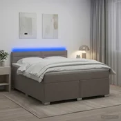 vidaXL Postelja s pomičnim okvirjem, vzmetnico in LED Taupe Blago