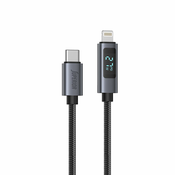 SUPERIOR USB data kabl SU-K107 pleteni Type-C na Lightning 3A 27W sa LED ekranom/ 1m crna