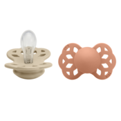 BIBS - Duda s simetričnim cucljem Infinity, Vanilla & Peach Silicone-Od 0 do 6 mesecev