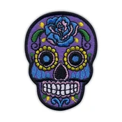shumee Našitek mehiške lobanje Calavera vijolična - likalnik/termotesna podloga - vezen našitek/značka/emblem