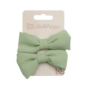 Lillo&Pippo šnalice za kosu zelena mašna