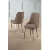 Hanah Home Set stolica Newa, 46x94x46 cm, 2 komada, Srebrno-smede boje