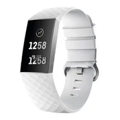 INF Beli silikonski pašek za uro Fitbit Charge 4/3 - Velik, (5000086116)
