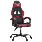 Vidaxl Gaming stol črno in vinsko rdeče umetno usnje