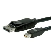 VALUE Value Mini-DisplayPort / DisplayPort adapterski kabel mini DisplayPort  vtič\, DisplayPort  vtič 1.00 m črna 11.99.5634 zaščiten DisplayPort kabel, (20419192)
