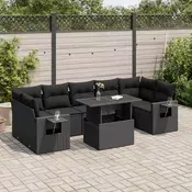 vidaXL vidaXL Vrtna sedežna garnitura 8-delna z blazinami črn poli ratan, (21782180)
