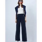 Trend Alacati Stili Teget široke trenerka pantalone sa paspul detaljima i elasticnim pojasom Alc-X14611, Teget / Tamnoplava