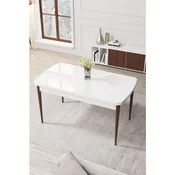 Hanah Home trpezarijski sto Kor, 114 × 70 cm, bela ploca, braon noge
