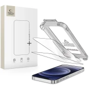 Zaščitno kaljeno steklo TECH-PROTECT QUICK SET+ 2-PACK ZA IPHONE 12 / 12 PRO ČRN (5906302318568)