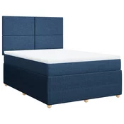 vidaXL vidaXL Box spring postelja z vzmetnico modra 160x200 cm blago, (21304435)
