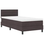Vidaxl Postelja z vzmetnico z vzmetnico Temno rjava 100 x 200 cm blago
