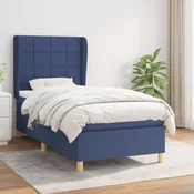 Greatstore Box spring postelja z vzmetnico modra 100x200 cm blago