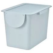 TRÖSKNING Koš s pokrovom, svetla sivo modra, 25 l