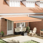 vidaXL Avtomatska zložljiva tende rumena in oranžna 450x350 cm