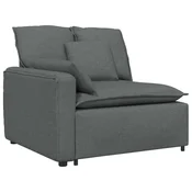 Vidaxl Modularni kavč z naslonjalom za roke in blazinami temno siv 100 cm