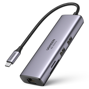 UGREEN CM512 7in1 HUB USB-C/2xUSB 3.2 Gen 1/HDMI 4K 60Hz/SD, TF card reader/USB-C PD 100W/RJ45 1000Mbps (1Gbps) gray