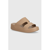 Natikači Crocs Gataway Platform H - Strap ženski, rjava barva, 209409