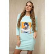 Dress with 3D graphics, lace mint