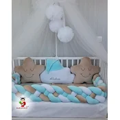 Bubamara037 Pletenica za krevetac, Cetvorostruka, 180cm, Menta-krem