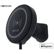 Forever MACH-300 auto držac/punjac, 2u1, 15W bežicno punjenje, 360°, MagSafe, USB-C, crni