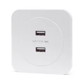 Aigostar - USB zidna uticnica sa okvirom 2x USB-A bela