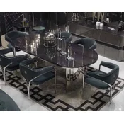 Casa Padrino luxury dining chair set with armrests gray/silver 56 x 52 x H. 71 cm - Kitchen chairs set of 6 - Dining room furniture - Restaurant furniture - Luxury furniture - Luxury furnishings