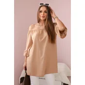 Spanish blouse with ruffles on a camel sleeve