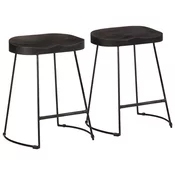 shumee vidaXL Barski stolčki 2 črni Black 46x38x52 cm trden mangov les