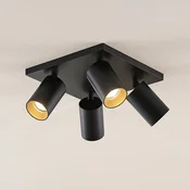 Arcchio žarek Brinja, črn, kvadratni, O 6 cm, 4-krilni, GU10 - Hodnik - Sodobni - Aluminij
