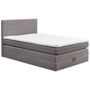 Xora POSTELJA BOXSPRING 140 cm x 200 cm , tekstil, leseni material siva