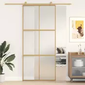 Vidaxl vidaXL Drsna vrata, zlata, 90x205 cm, matirano ESG steklo, aluminij
