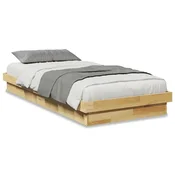 Vidaxl posteljni okvir brez vzmetnice 100x200 cm masivni les hrast