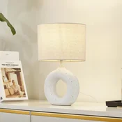 Namizna svetilka Lindby Kody, bež, tekstil, keramika, 37 cm - Dnevna soba/jedilnica - Sodobni - bež, bela - Tkanine/tekstil
