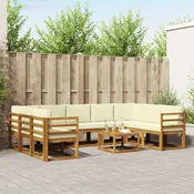 Set vanjskih sofa s jastukom 10 pcs Prirodna i krem