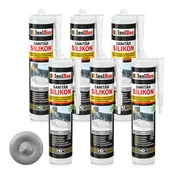 IsolBau Sanitarni silikon siv Sanitär Silikon 6 x 300ml